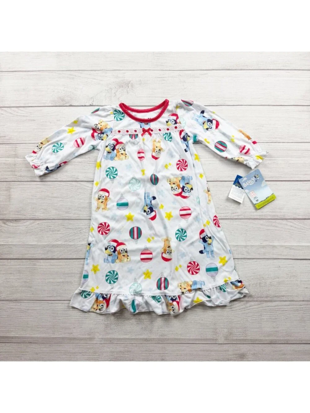 Bluey Toddler Girls Granny Christmas Nightgown Long Sleeve Pajamas NWT 2T